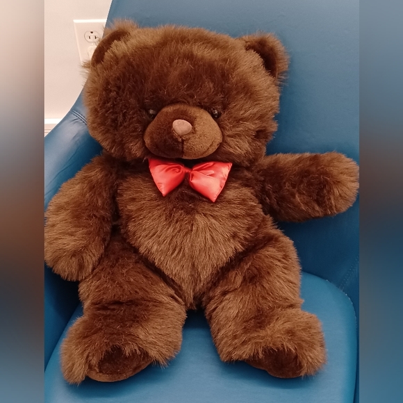 Shanghai Hai li toy Teddy bear red bowtie Brown large  plus stuffed animal - Picture 2 of 9